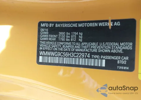 2017 Mini Convertible Cooper S from USA, damaged, VIN WMWWG9C56H3C22974